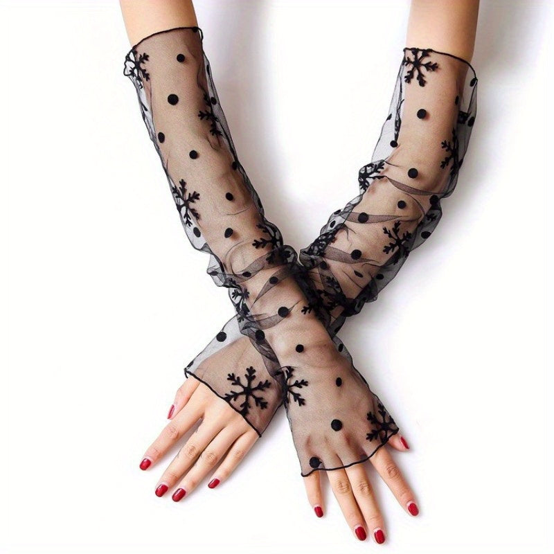 Summer Sunscreen Gloves Mesh Breathable Solid Decorative Gloves Women