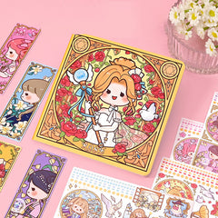 Cartoon Square Notebook + Stickers & Bookmarks for Students