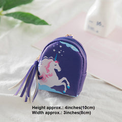 Girls Cartoon Unicorn Print Coin Purse Bag Key Pendant for Kids