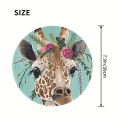 Gentle Giraffe Mouse Pad Round Non-slip Rubber Mouse Mat for Office Computers