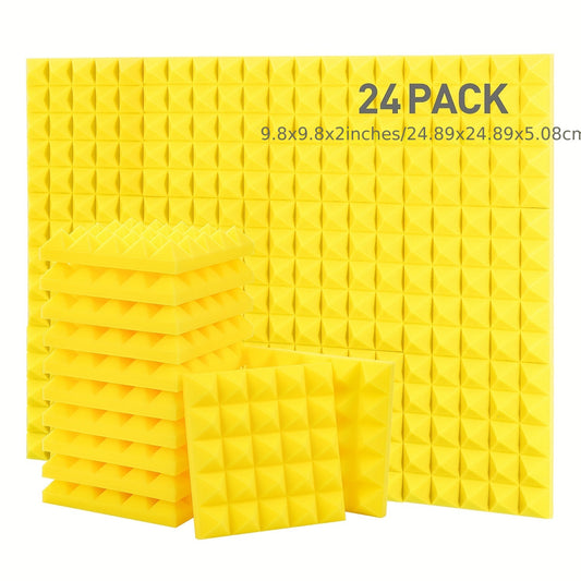 24pcs Yellow Pyramid Sound Absorbing Cotton for Recording Room