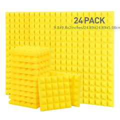 24pcs Yellow Pyramid Sound Absorbing Cotton for Recording Room