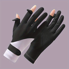 Ice Silk Sunscreen Gloves Non-slip Touch UV Protection Driving Cycling Gloves