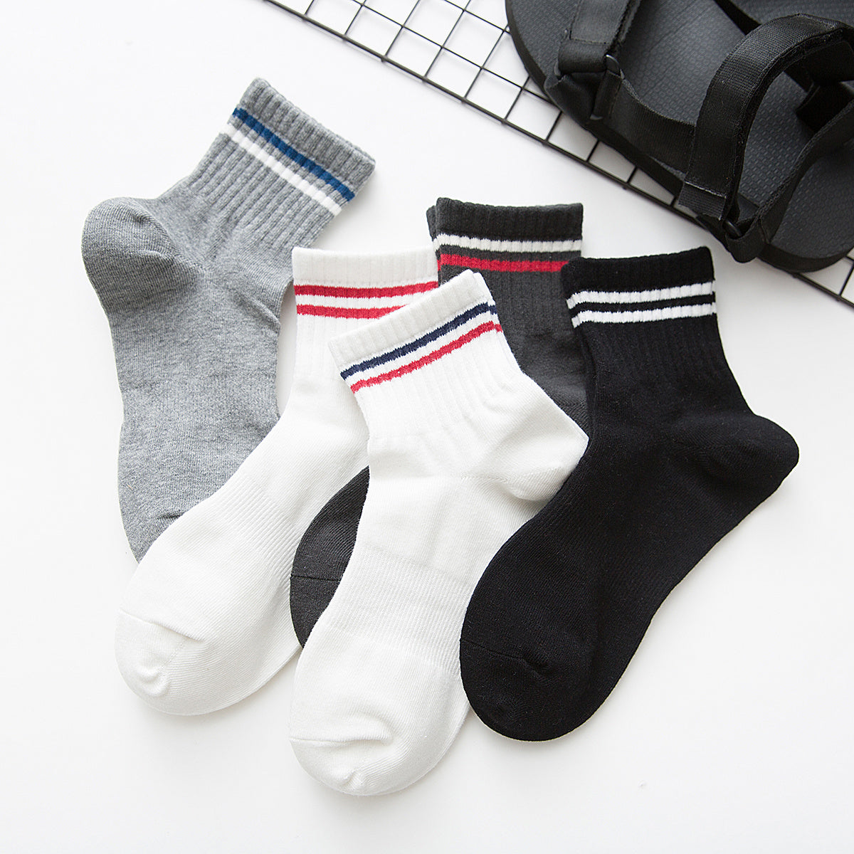 Striped Trim Socks Casual Sports Socks Women's Stockings