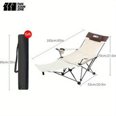 Compact Folding Camping Chair with Footrest and Cup Holder