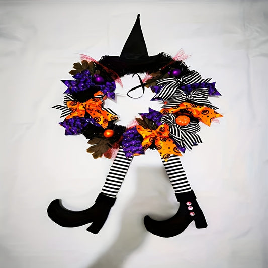 Halloween Witch Wreath Harvest Wizard Door Hanging