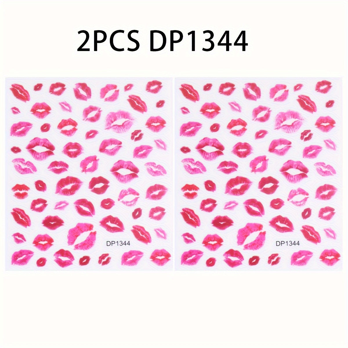 2pcs Heart & Lip Nail Art Stickers Matte Finish Self Adhesive