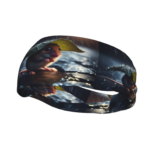 Rain Themed Unisex Sports Headband Sweat Wicking Stretchy Breathable Polyester