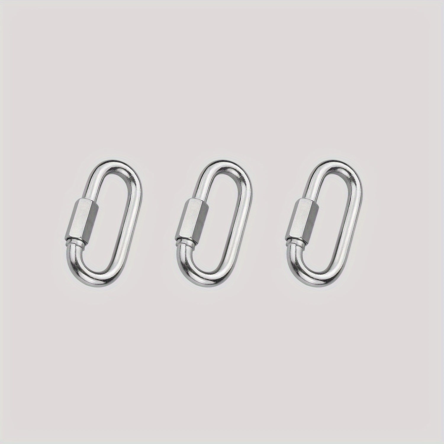 3pcs D Ring Carabiner Clip Stainless Steel Chain Locking Carabiner Keychain