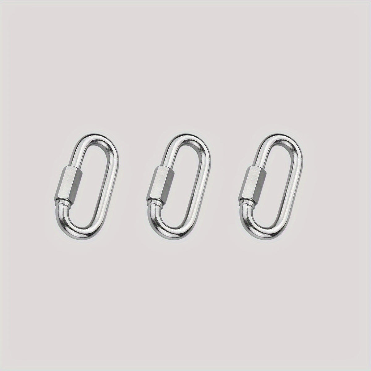 3pcs D Ring Carabiner Clip Stainless Steel Chain Locking Carabiner Keychain