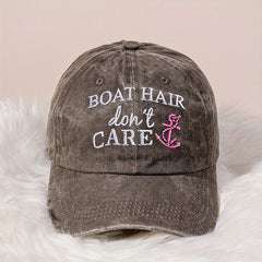 Boat Hair Don't Care Baseball Cap Embroidery Y2K Sunscreen Sports Hat