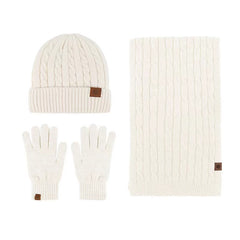 Alpaca Fleece Knitted Hat Scarf Gloves Set for Men Women