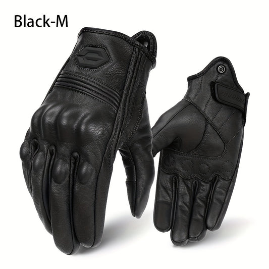 Knuckle Protection PU Leather Motorcycle Gloves