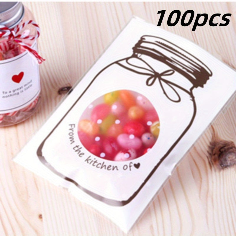 100pcs Bottle Candy Bag Self-sealing Biscuit Sample Bag