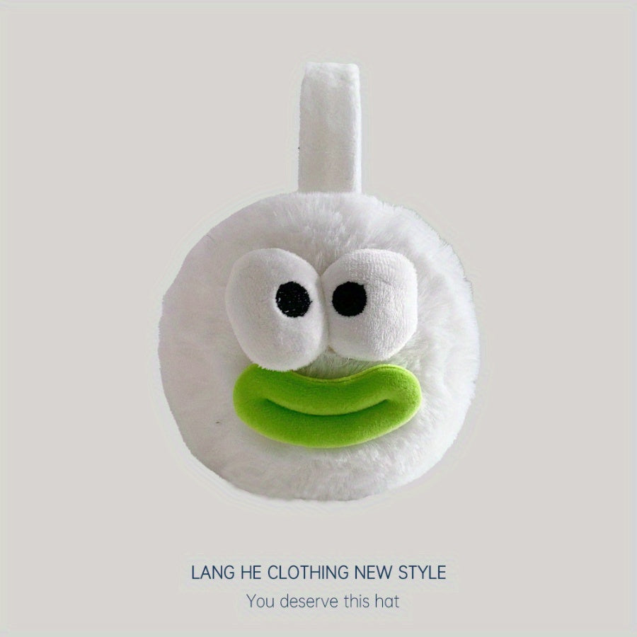 Cute Big Eyed Plush Earmuffs for Women - Foldable Warm Ear Covers