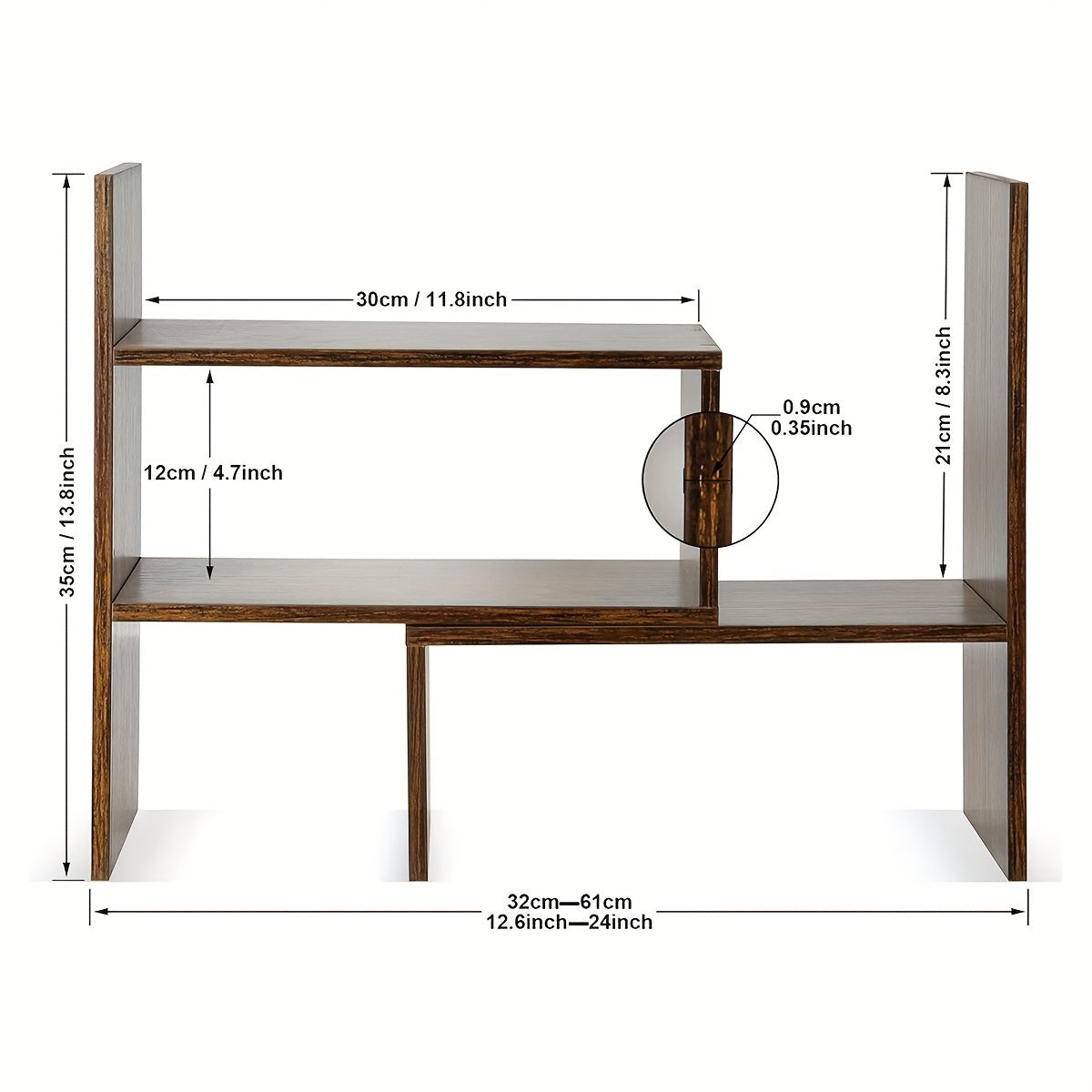 Desktop Bookshelf Office Retractable Storage Bookcase Wooden Storage Rack