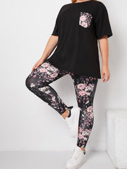  Colorblock Floral Print 2 Piece Set