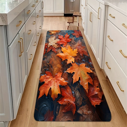 Leaves Pattern Rug Maple Leaves Water Surface Floor Mat