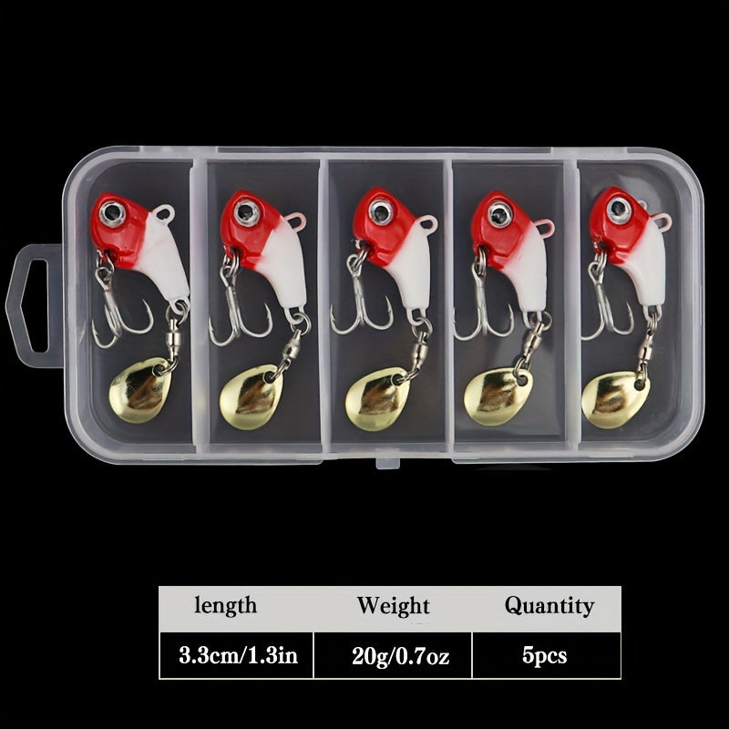 5pcs Metal VIB Spinner Spoon Lure Trout Winter Fishing Hard Baits