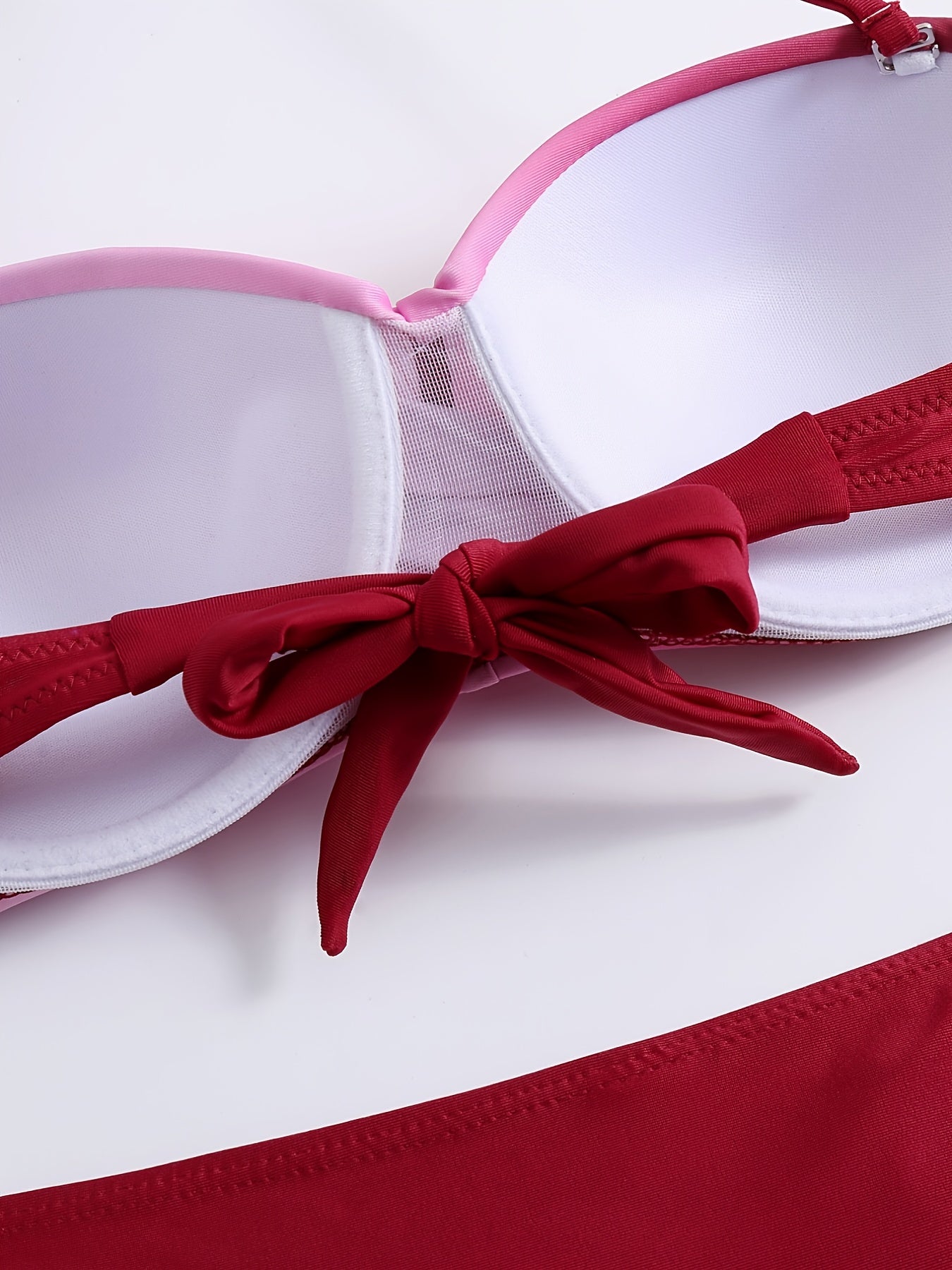 Ombre Twist Halter Tie Neck Bikini High Strech Low Waist 2 Piece Swimsuit