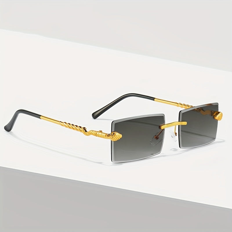 Metal Rimless Sunglasses Serpentine Small Square Sun Glasses Outdoor Eyewear
