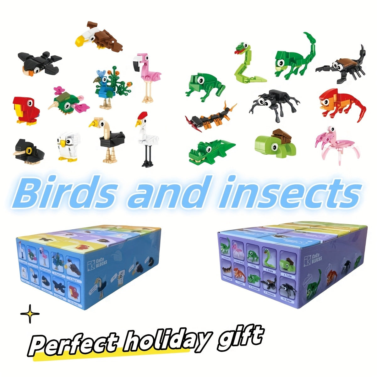 20pcs Insect & Bird Building Blocks Set with Small Animals