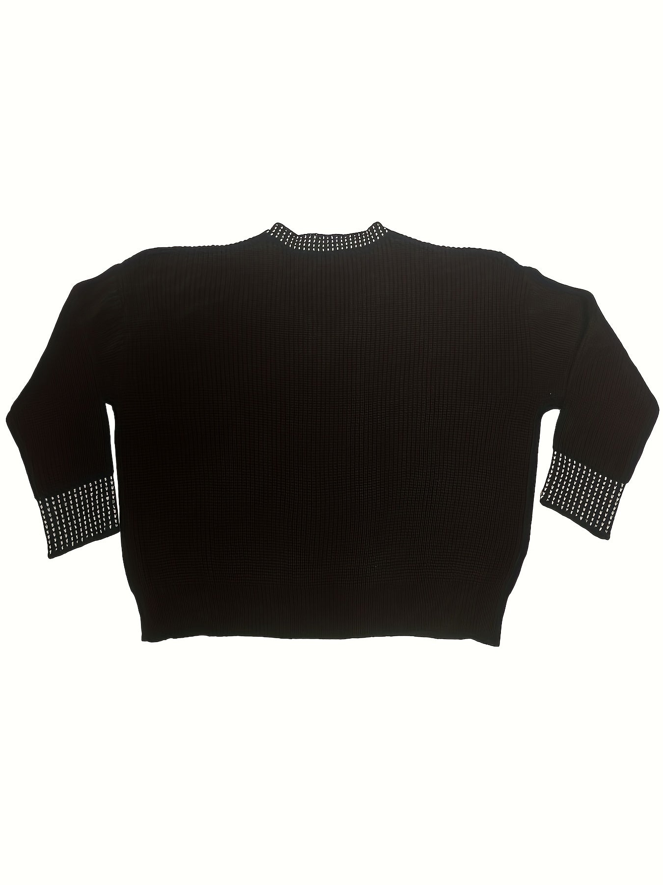  Sequin Decor V Neck Pullover Sweater