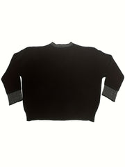  Sequin Decor V Neck Pullover Sweater
