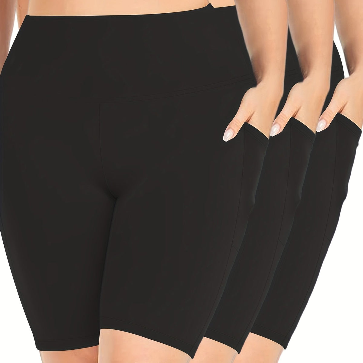 3-Pack Women's Plus Size Sporty Shorts Set High Rise Biker Shorts