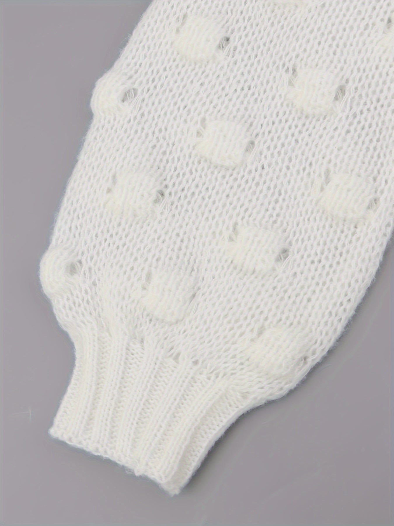  Solid Lantern Sleeve Knitted Pullover Jumper