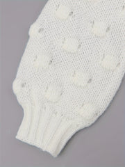  Solid Lantern Sleeve Knitted Pullover Jumper