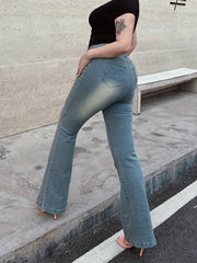  Button Fly Flared Leg Jeans