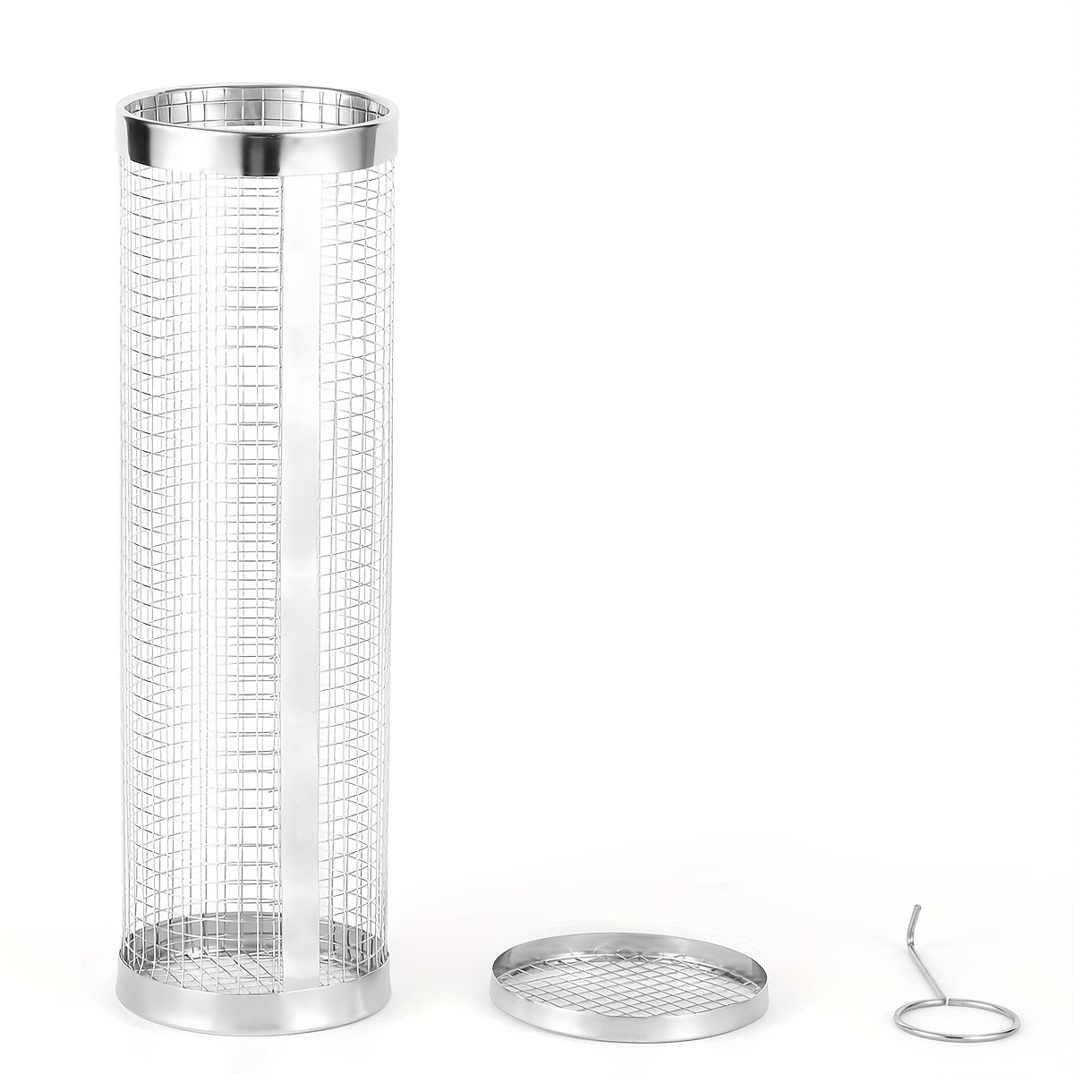 Stainless Steel Rolling Grill Basket for Vegetables and Fish
