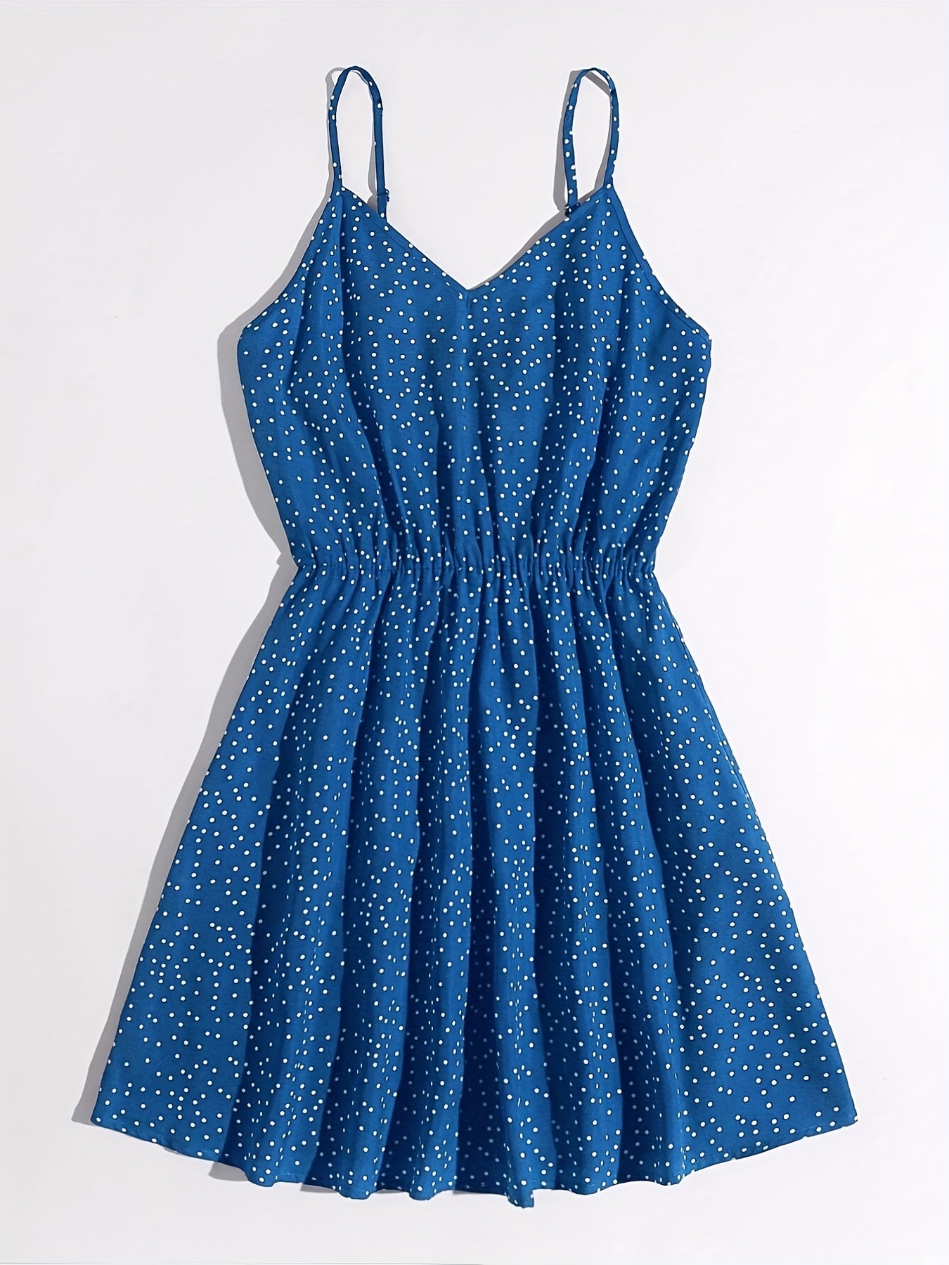 Polka Dot V Neck Spaghetti Dress