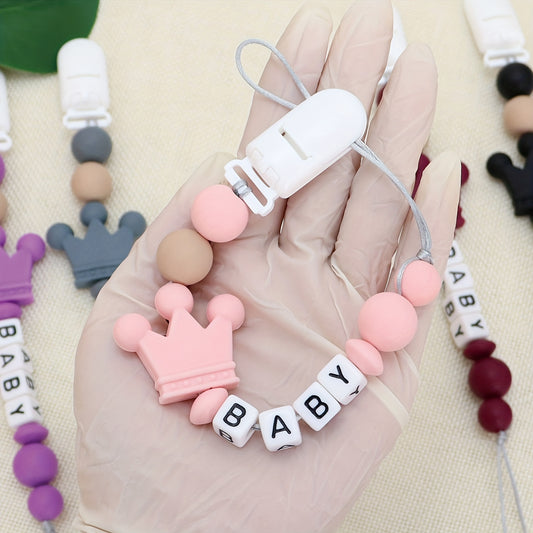 Personalized Silicone Crown Baby Pacifier Chain