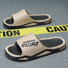 Men's Alphabet Print Open Toe Beach Slides Slip On Shoes