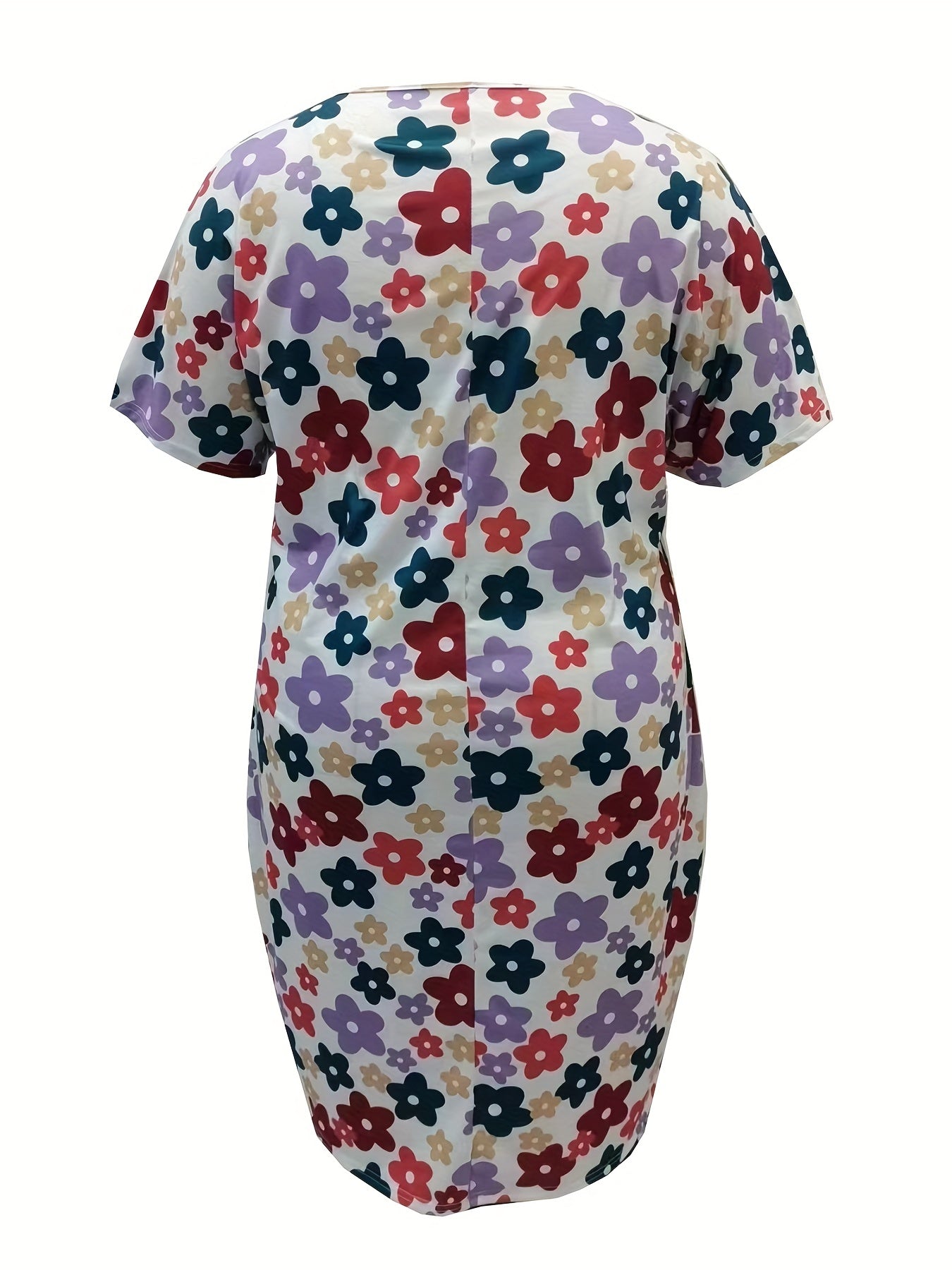  Floral Print V Neck Dress with Pockets