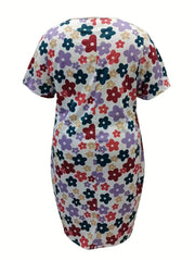 Floral Print V Neck Dress with Pockets