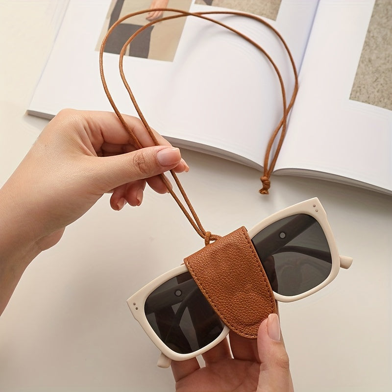 PU Leather Hanging Glasses Holder Clip Litchi Embossed Sun Glasses Storage