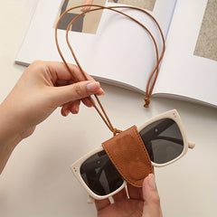 PU Leather Hanging Glasses Holder Clip Litchi Embossed Sun Glasses Storage