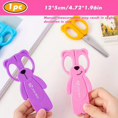 Mini Bear Plastic Scissors Paper Cutting Stationery Safety Small Scissors