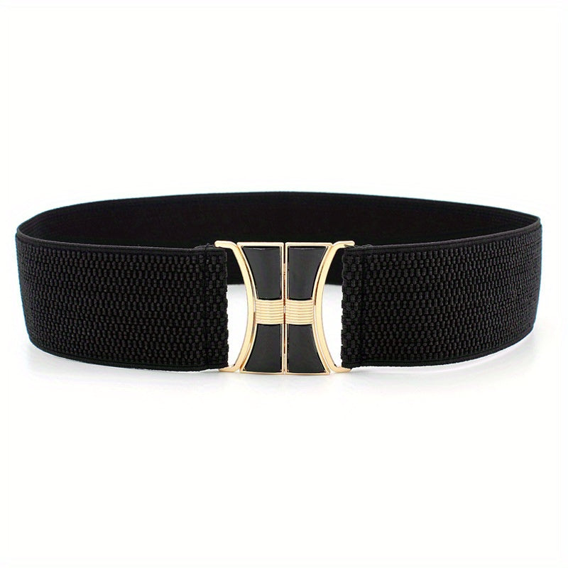 Geometric Buckle Girdle Elastic Wide Waistband for Women