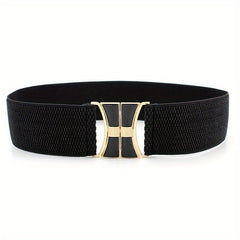 Geometric Buckle Girdle Elastic Wide Waistband for Women