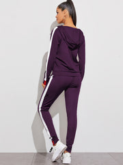2pc Set Zip Up Hoodies & High Waist Side Striped Sweatpants