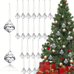 10pcs Christmas Acrylic Diamond Pendants Transparent Decorations