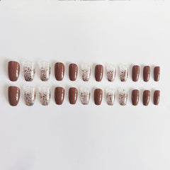 24 pcs Shimmer Ballerina Press On Nails Brown