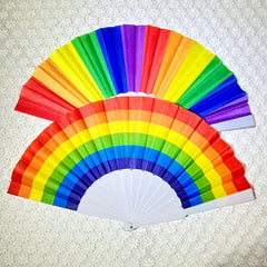 Rainbow Folding Fan Plastic Fan Bone Dance Fan Shoot Tool Craft Gift Fan