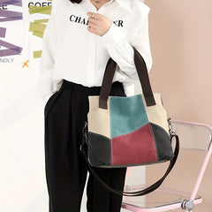 Stain Resistant Block Tote Bag Large Capacity Durable Shoulder Bag