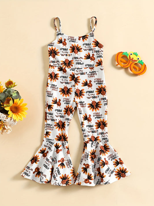 Toddler Girls Turkey Cami Romper Jumpsuit