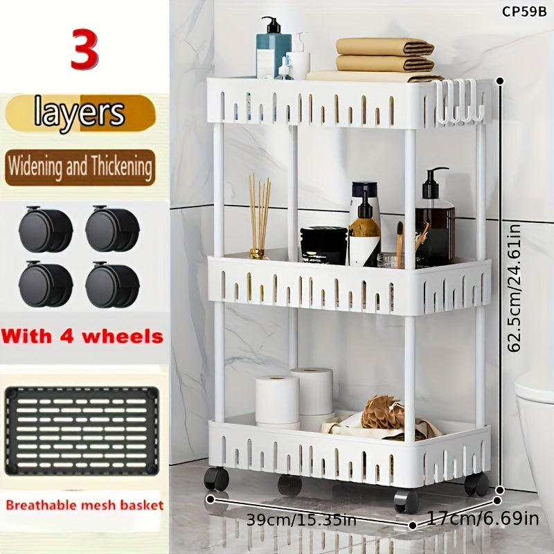 Plastic Storage Cart 4 Layers Multifunctional Garage Rack